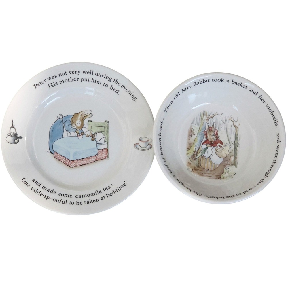 Wedgwood Peter Rabbit Beatrix Potter Plate and Bowl Made in England Ceramic